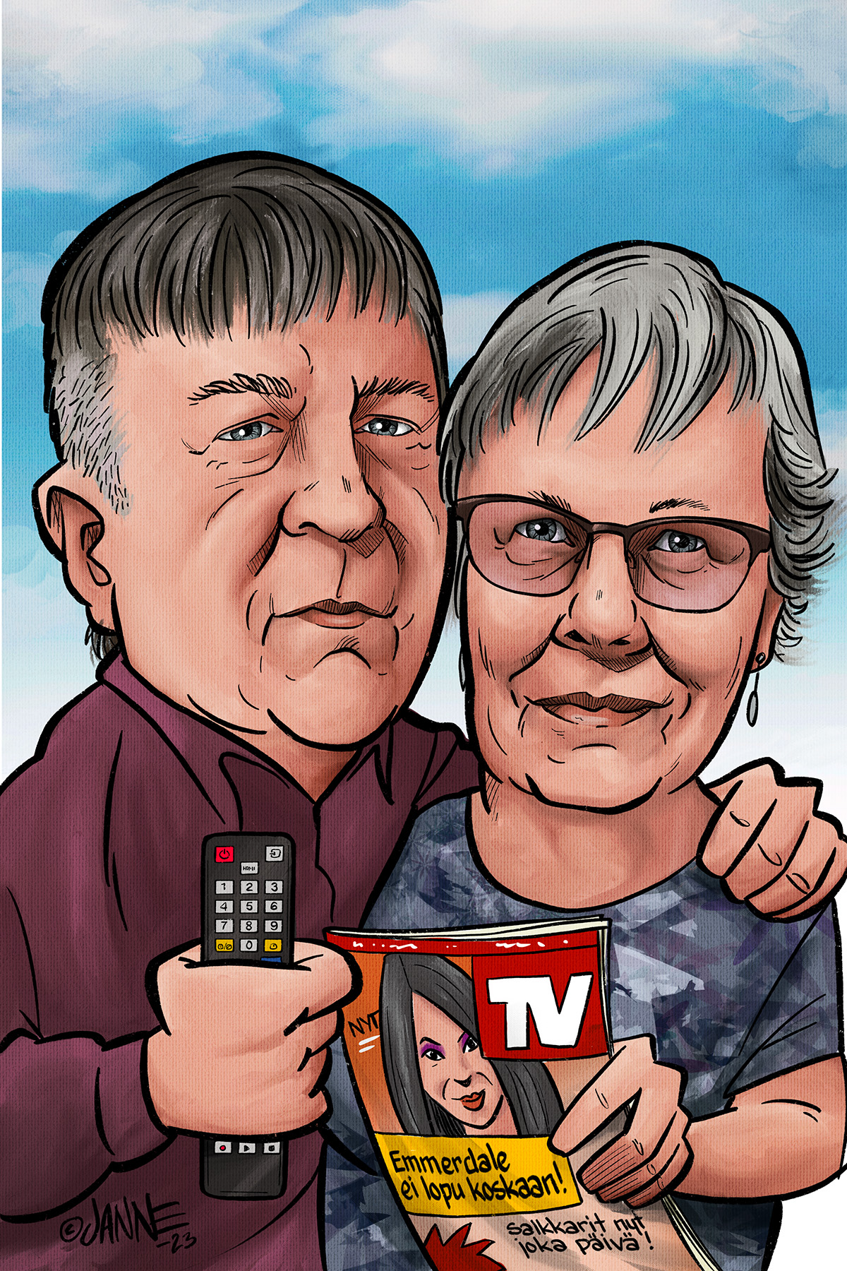 Hääpäivälahja karikatyyri esimerkki 5