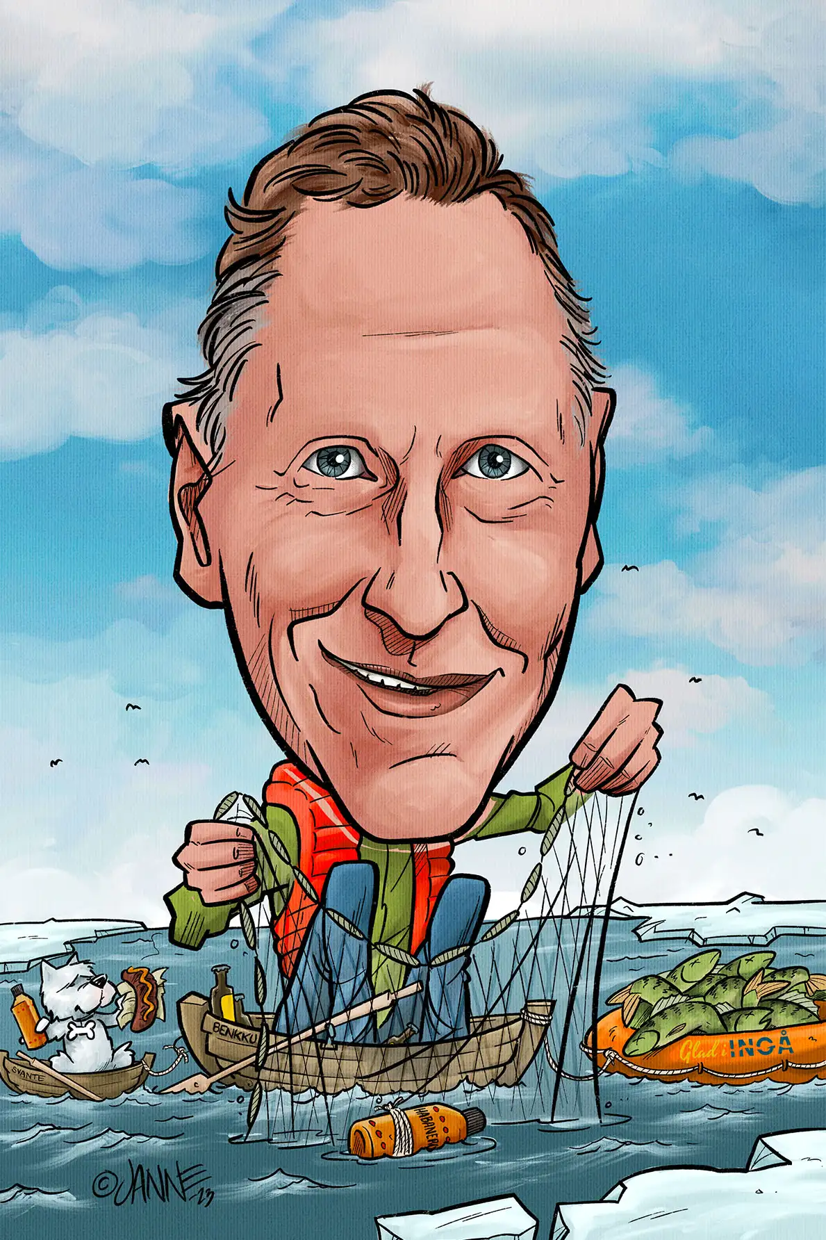 Liikelahja karikatyyri esimerkki 2