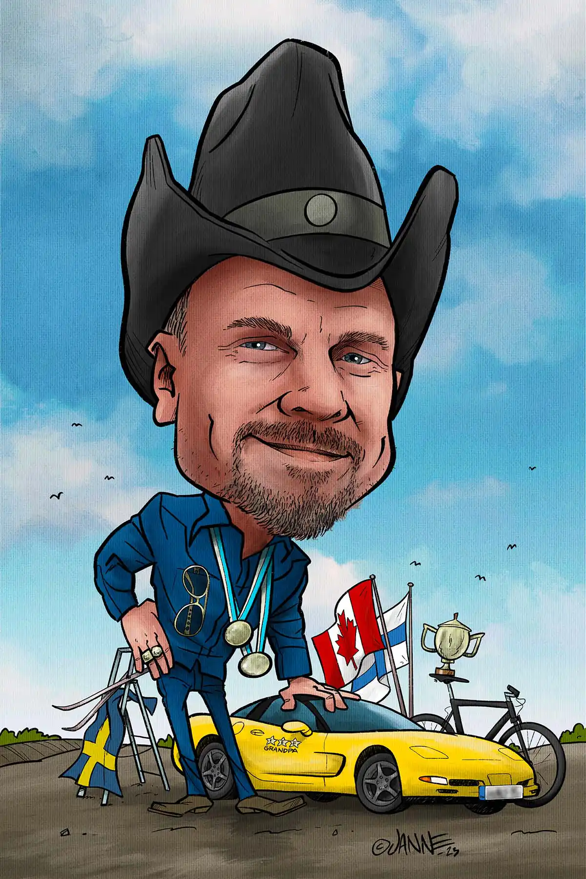 50-vuotislahja karikatyyri esimerkki 4