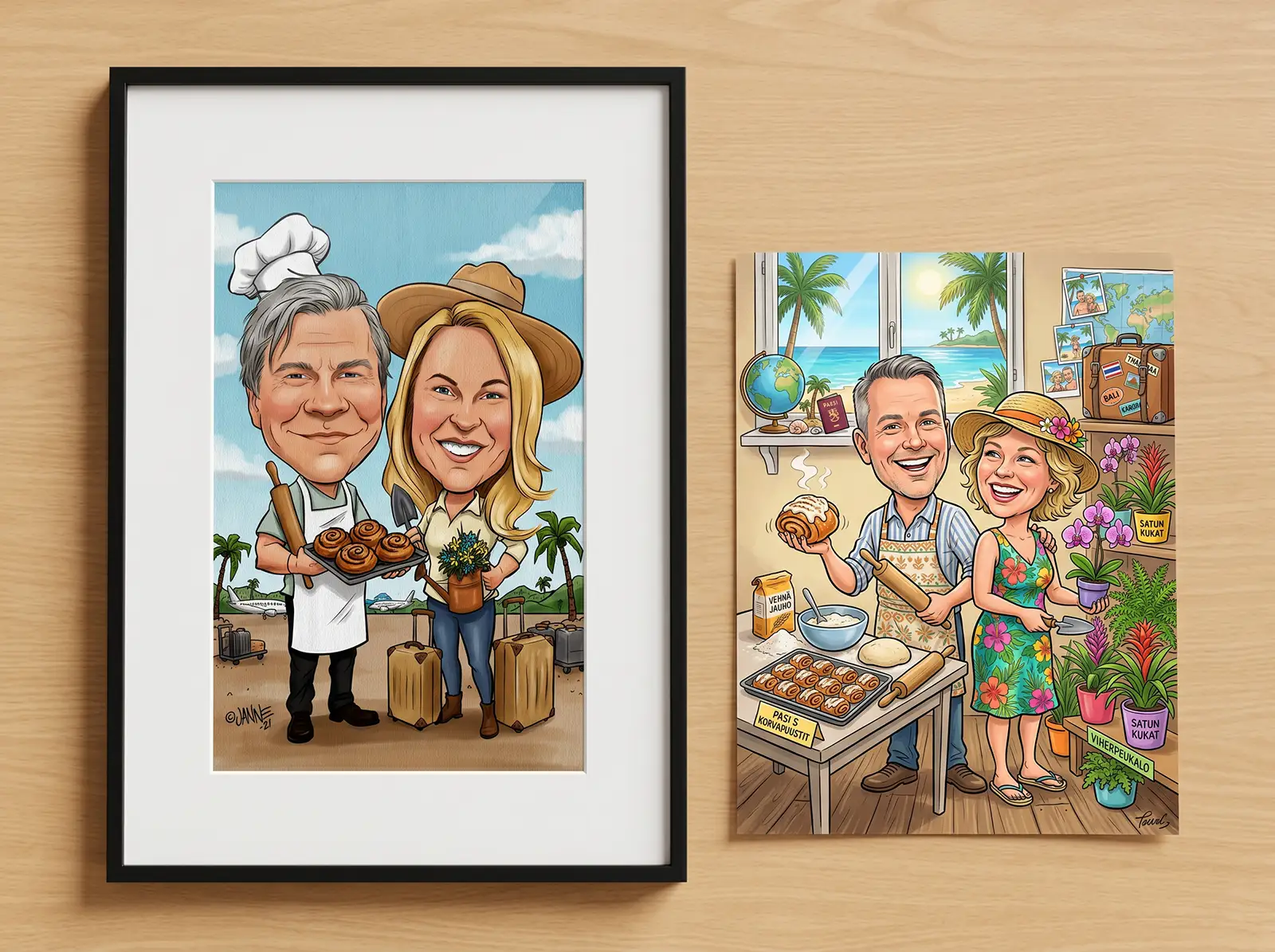 Tekoälykarikatyyri vai käsin piirretty vertailu