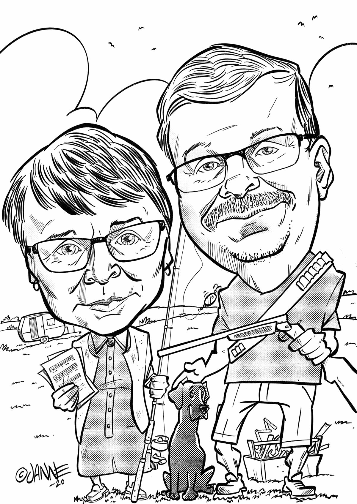 Hääpäivälahja karikatyyri esimerkki 10