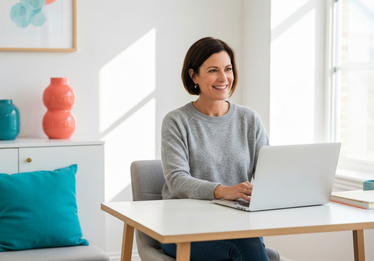 Woman working confidently