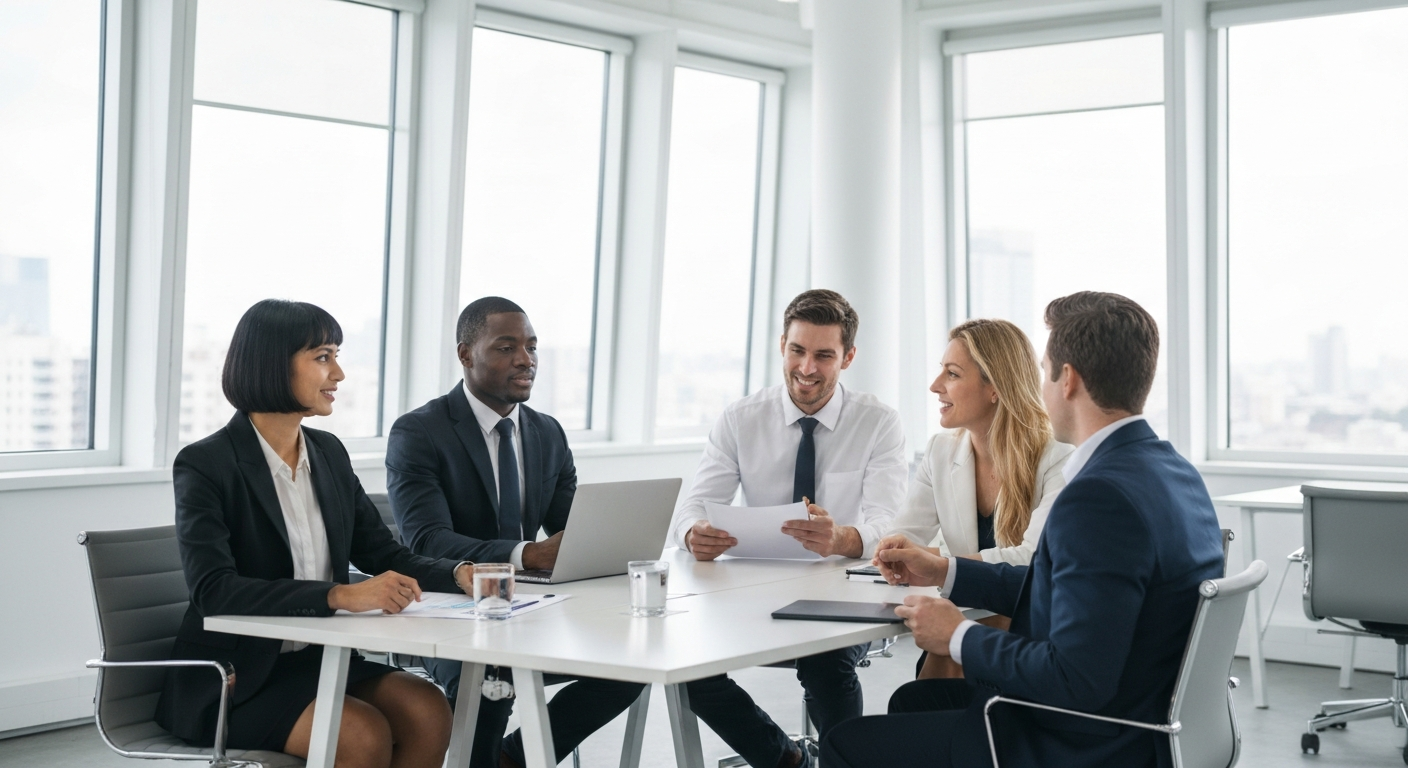 Professional business meeting showing success