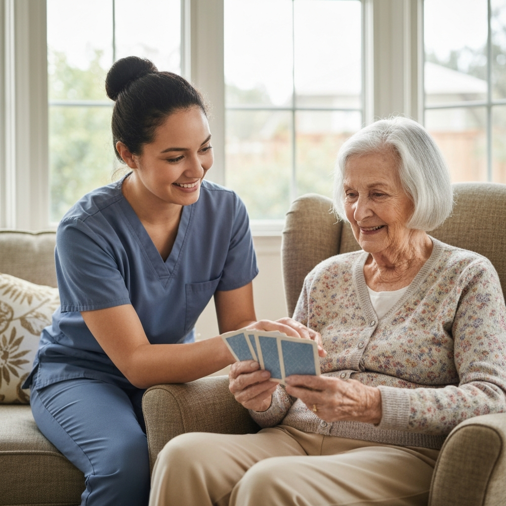 Caregiver providing memory care support in Pasadena