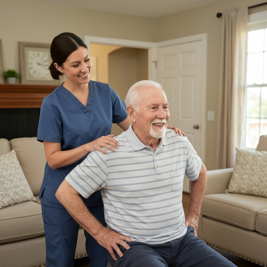 Caregiver helping senior with mobility in Huntington Beach