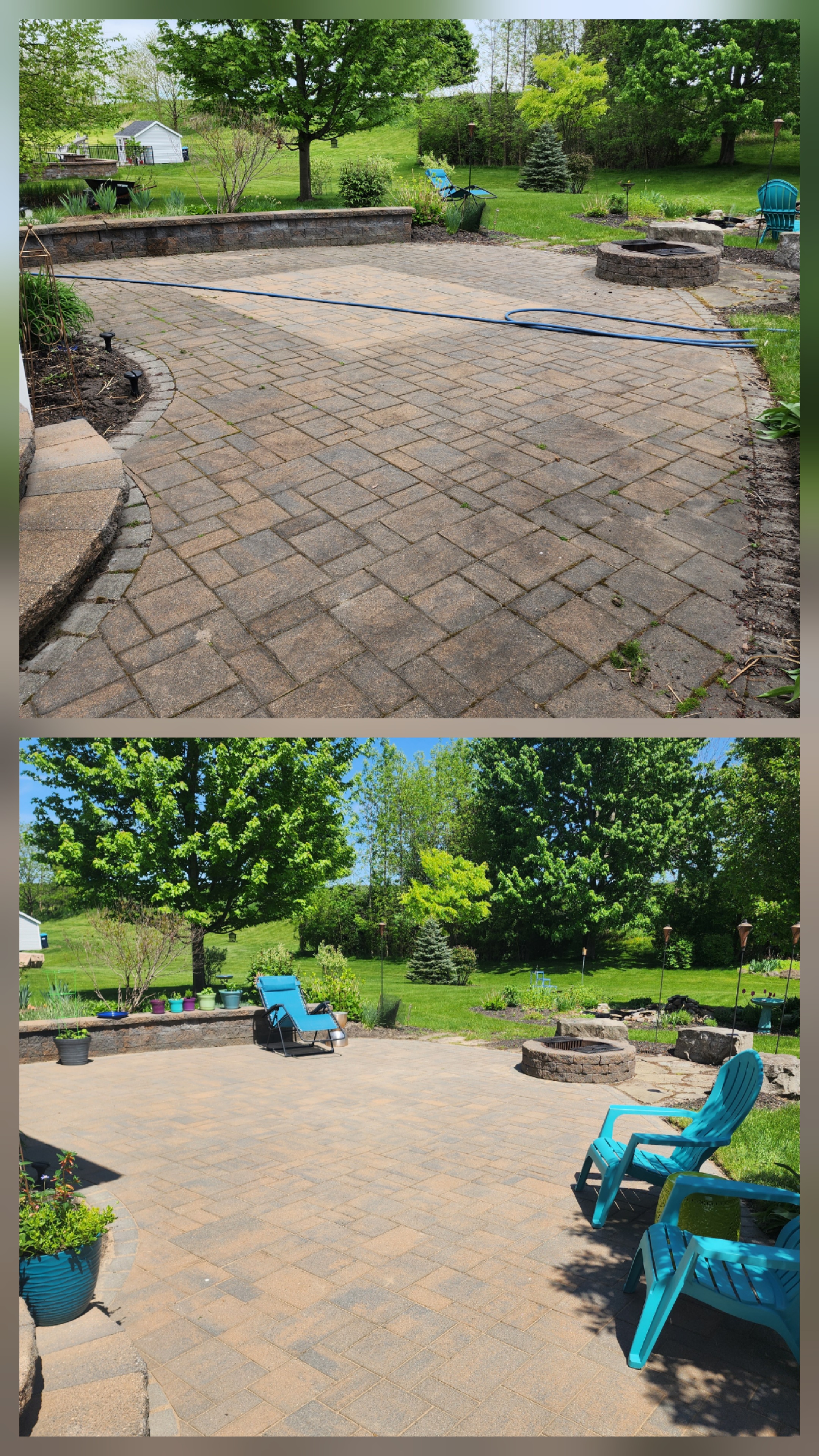 Paver Patio Cleaning Before and After