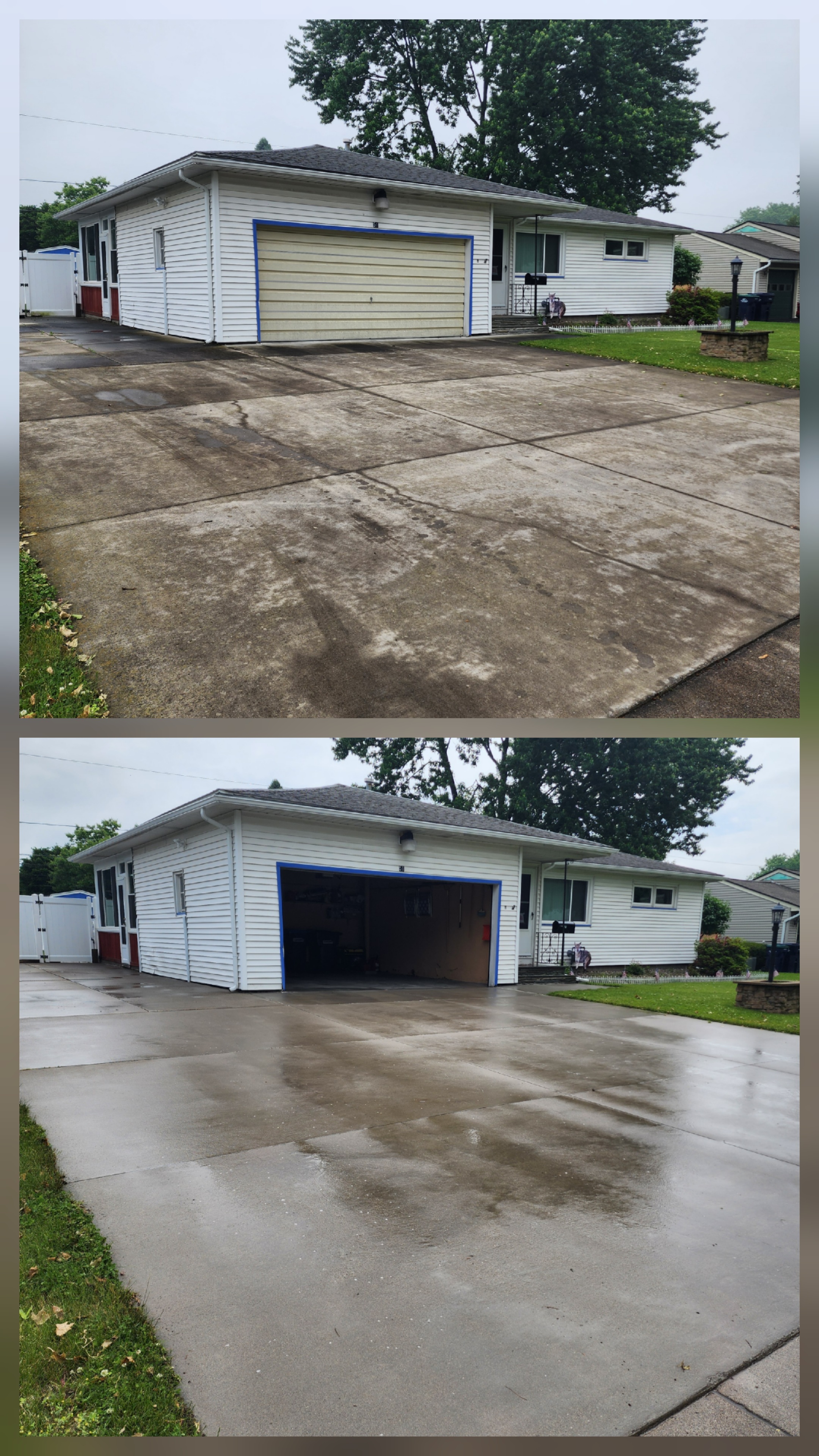 Concrete Driveway Cleaning Before and After