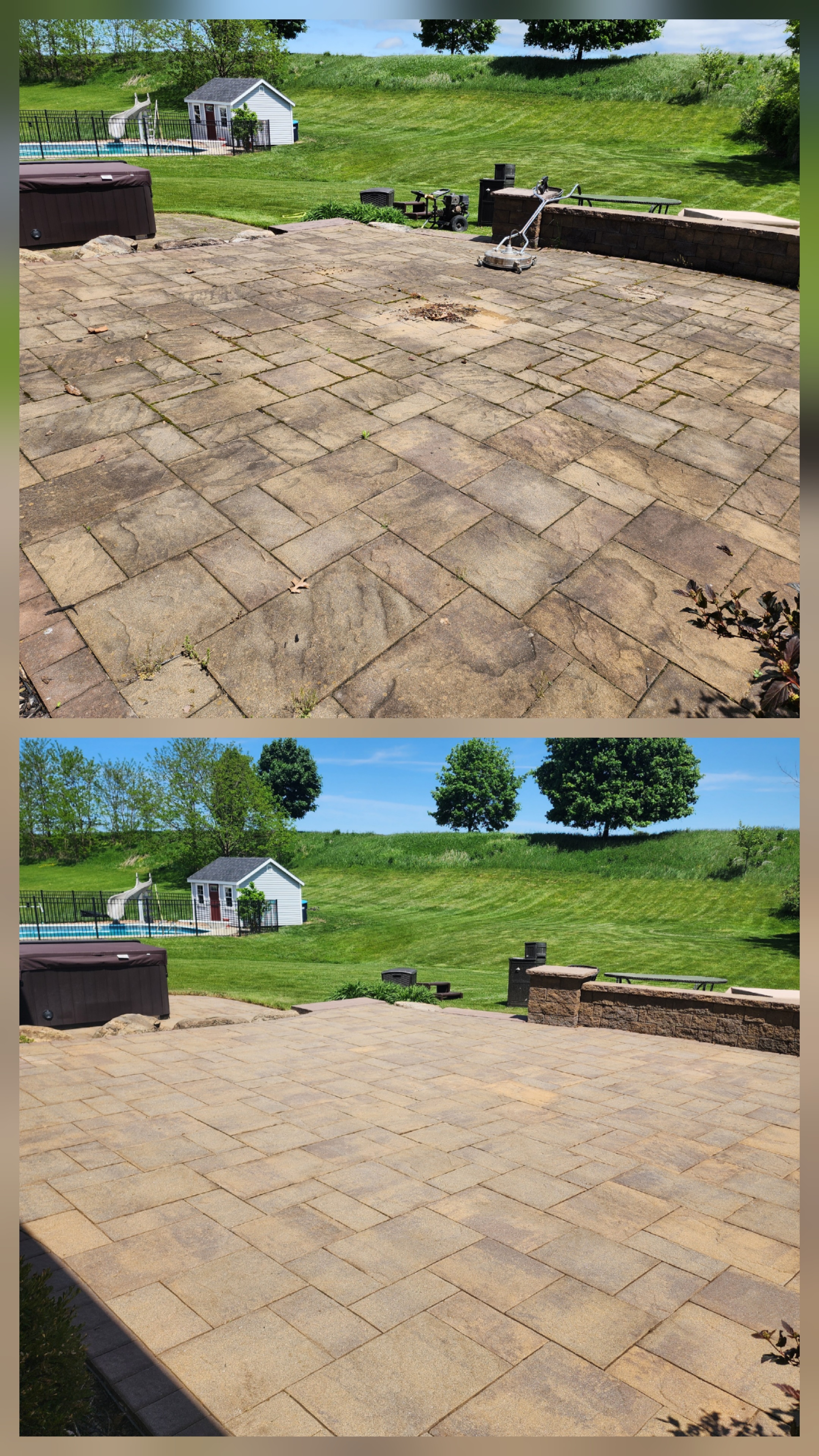 Paver Patio Power Washing Before and After