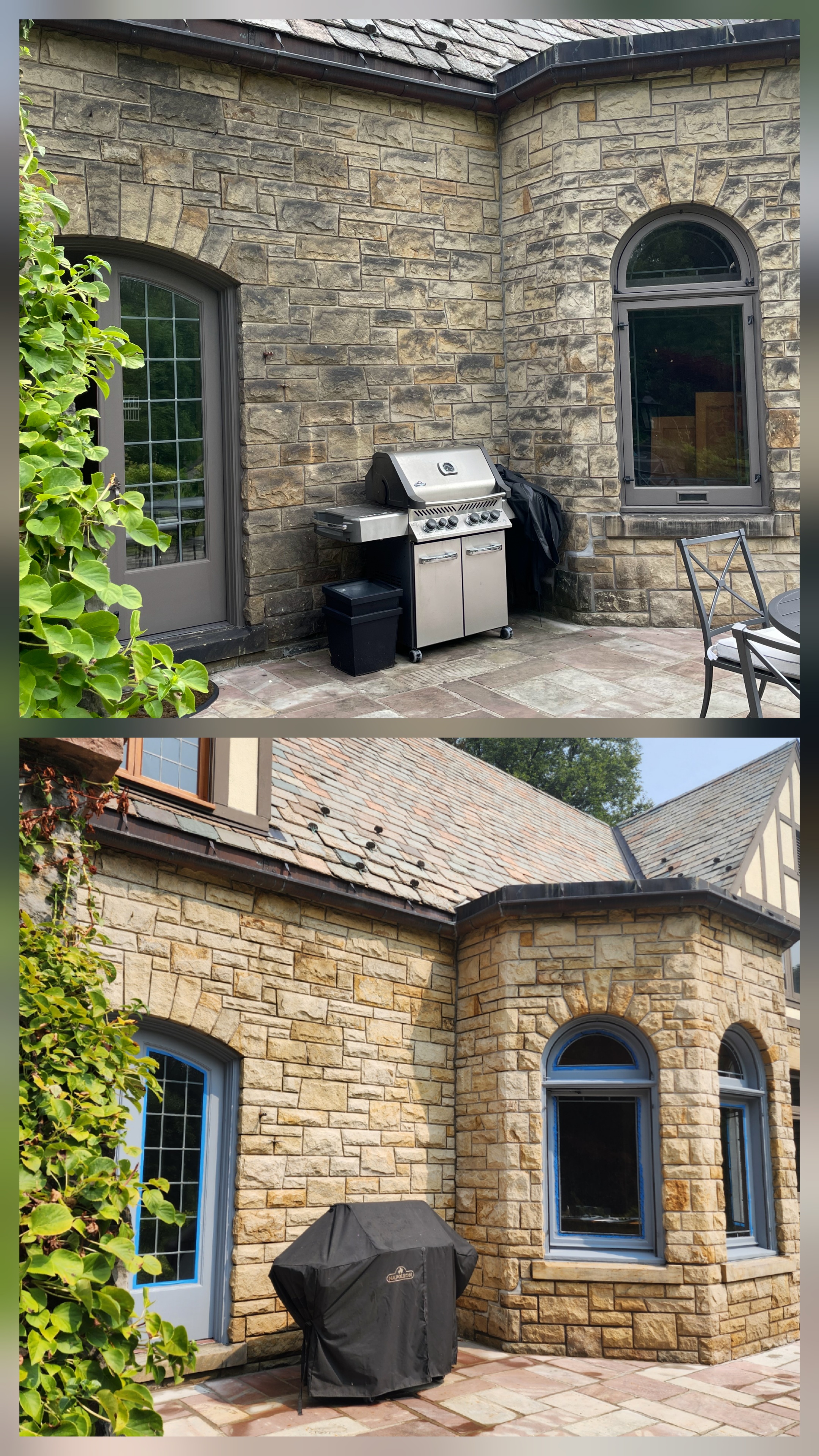 Stone House Exterior Cleaning Before and After