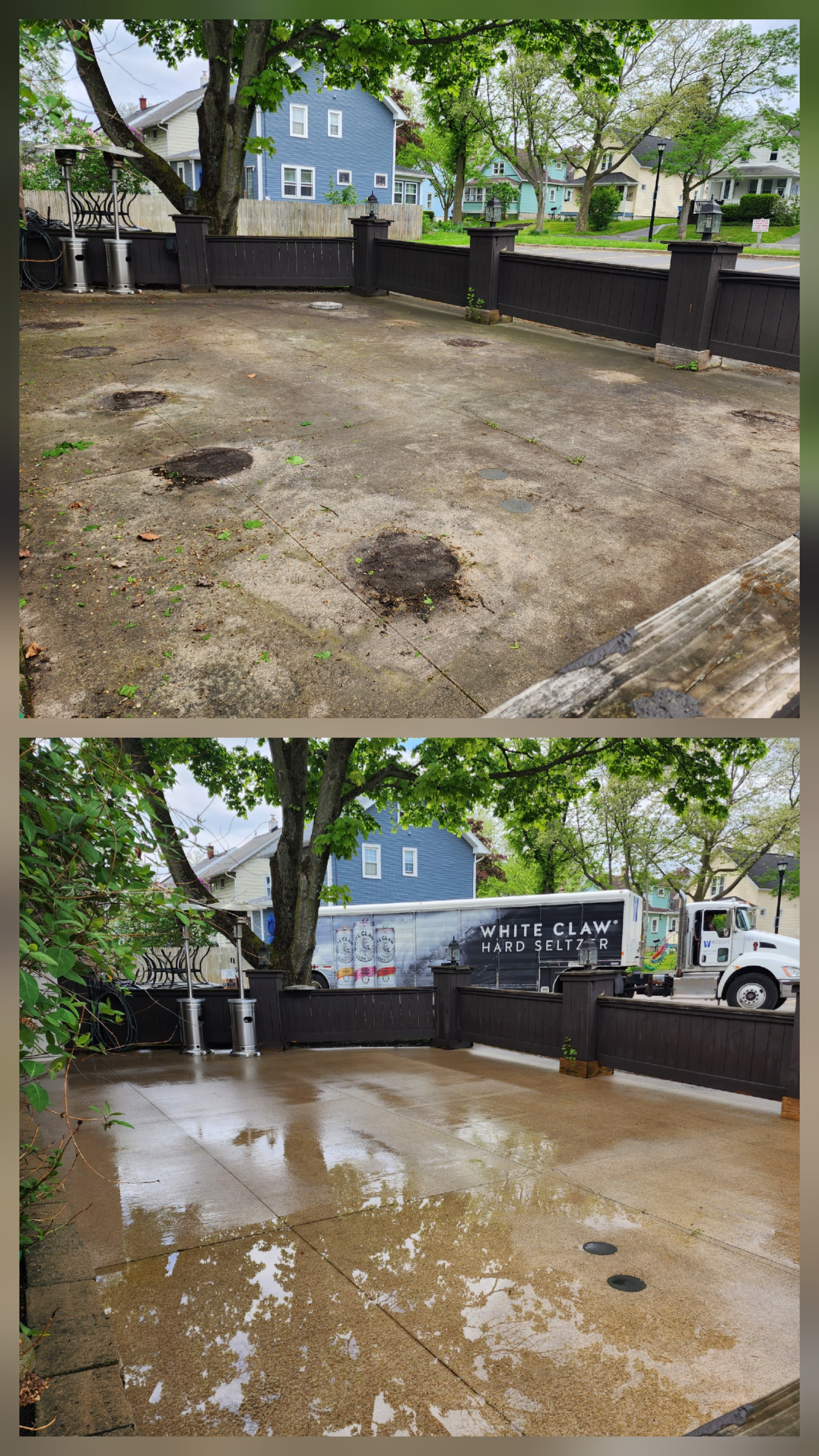 Commercial Concrete Patio Cleaning Before and After