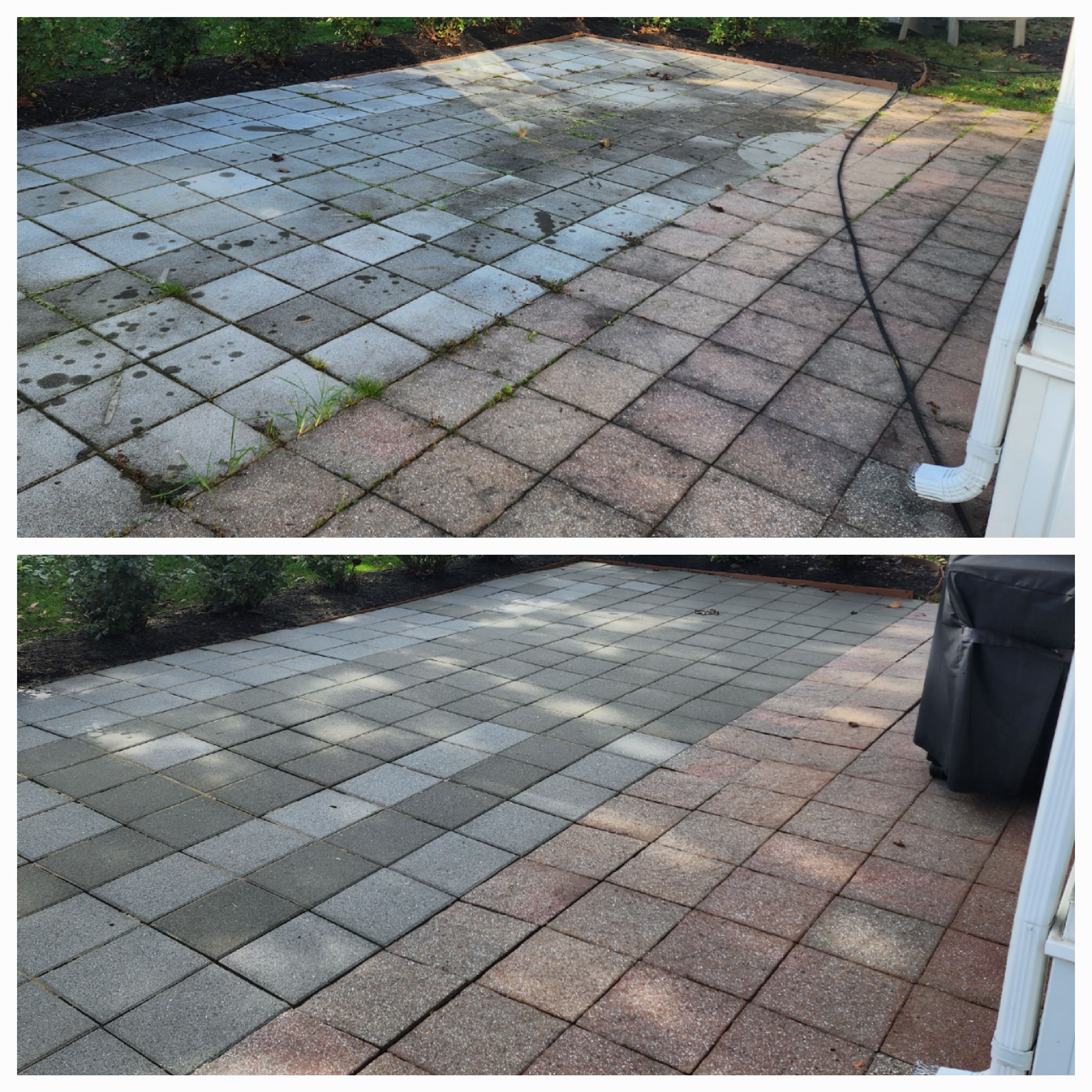 Paver Patio Cleaning Before and After