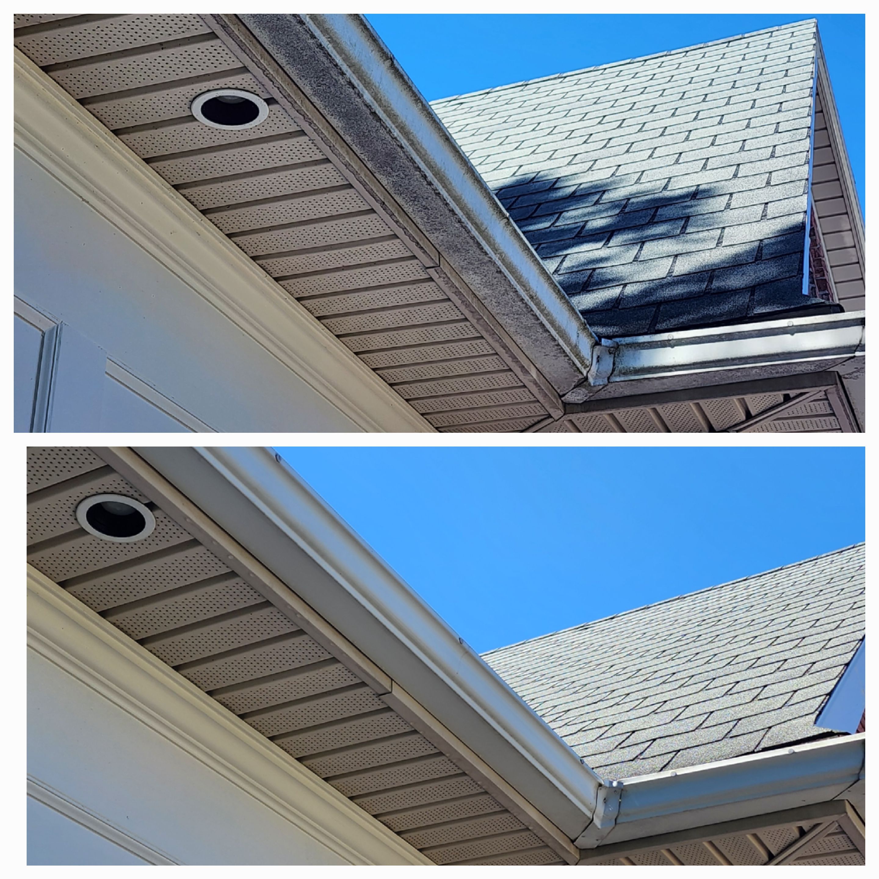 Soffit and Gutter Cleaning Before and After