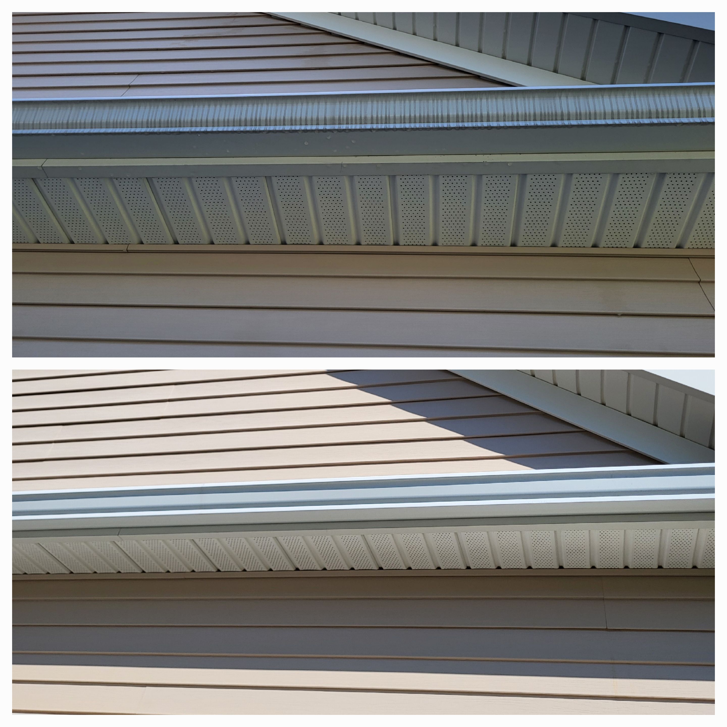 Gutter and Soffit Cleaning Before and After