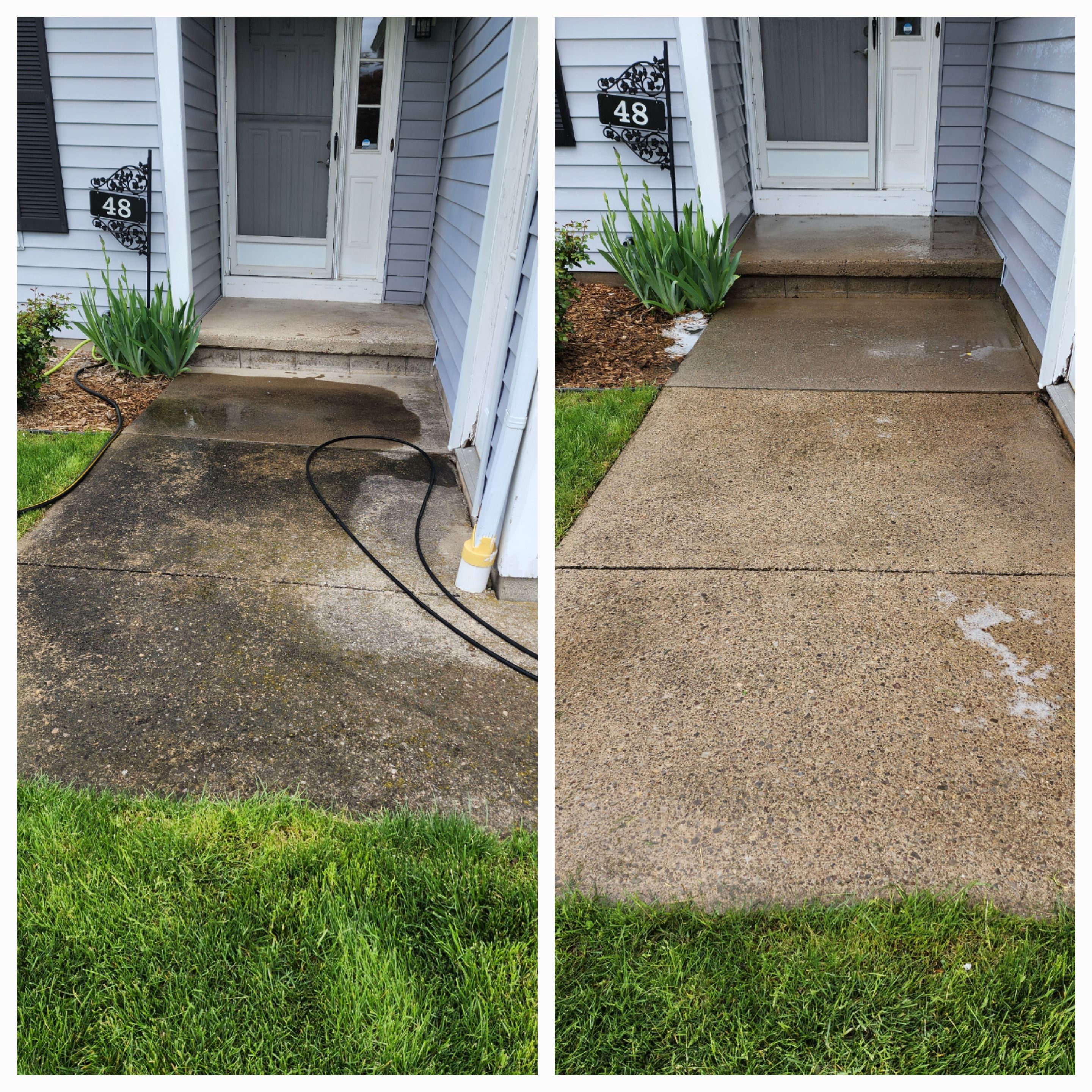 Concrete Walkway Cleaning Before and After