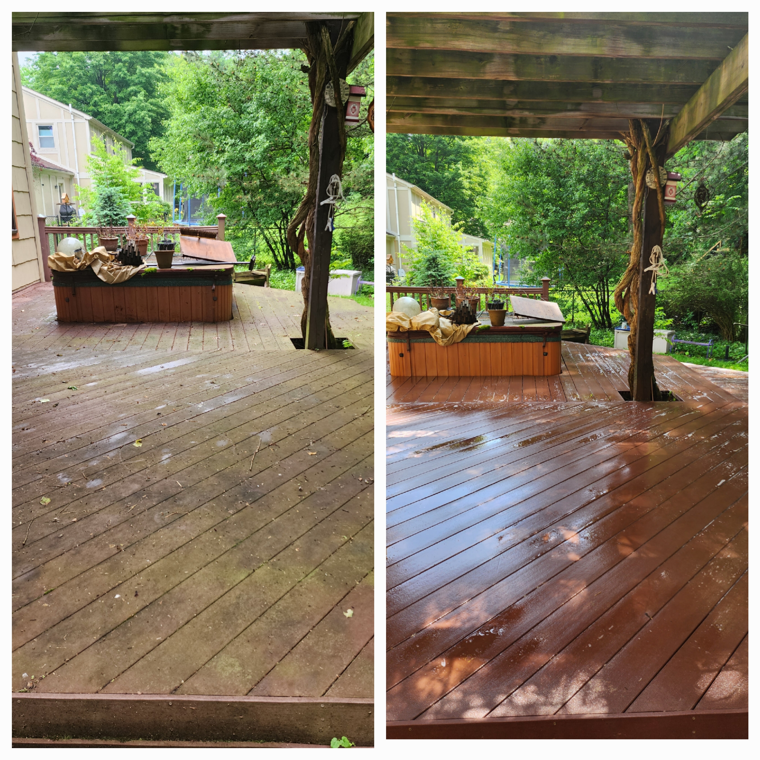 Wood Deck Power Washing Before and After