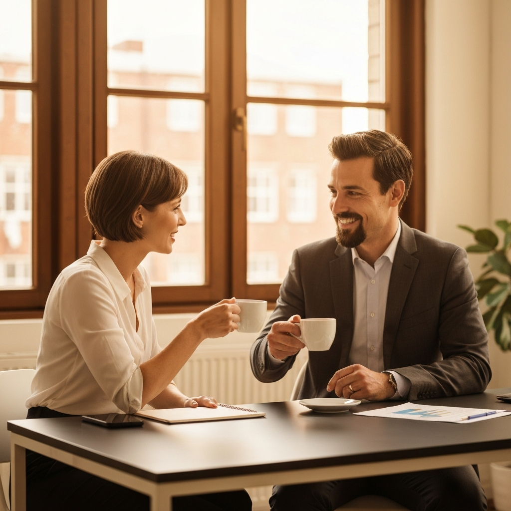 Professionals having a collaborative conversation
