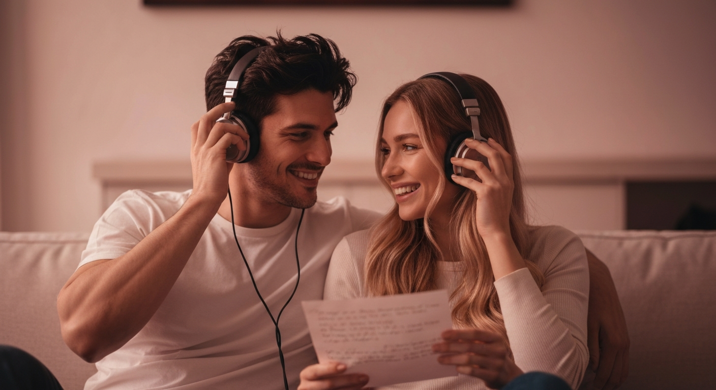 Couple sharing a musical moment