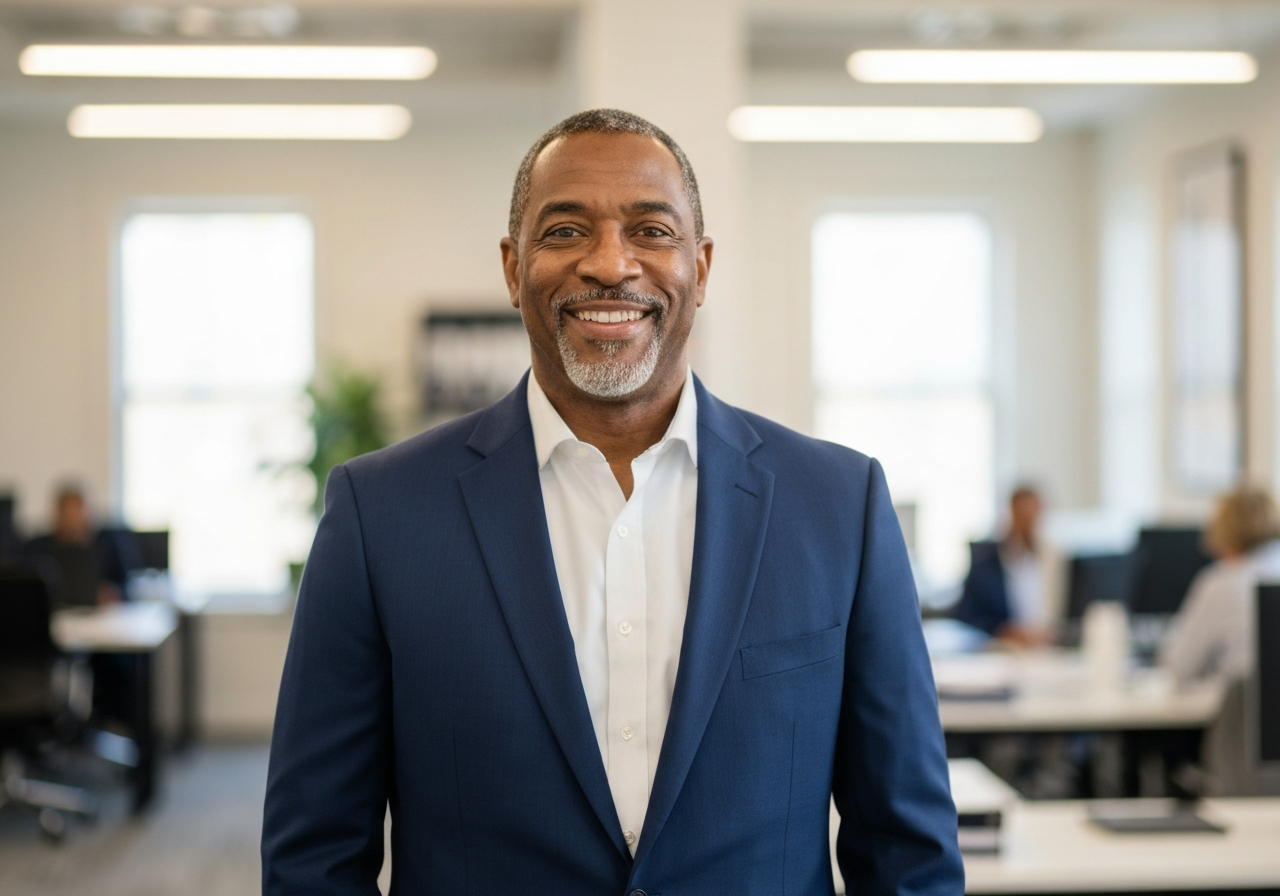 Confident graduate leading