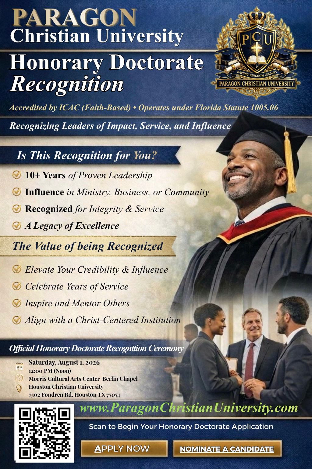 Honorary Doctorate Recognition Invitation Flyer