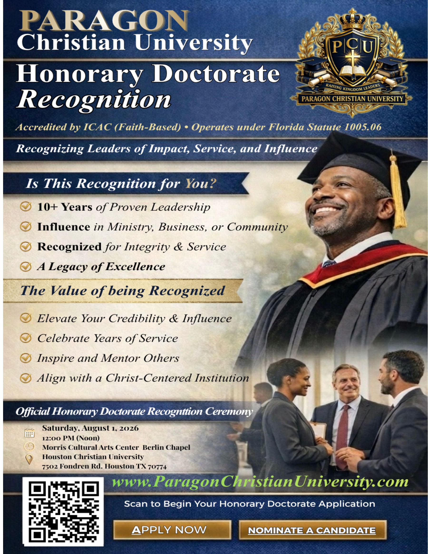 Honorary Doctorate Recognition Invitation Flyer