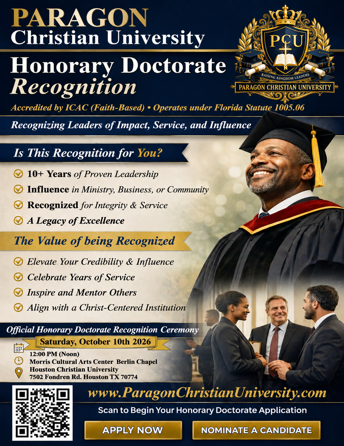 Honorary Doctorate Recognition Invitation Flyer