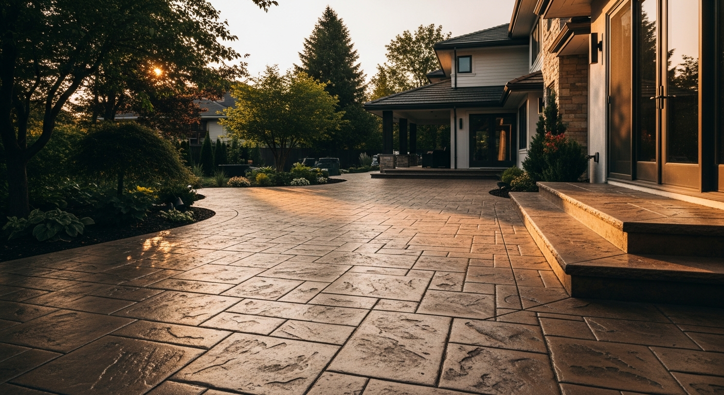 Freshly poured concrete walkway