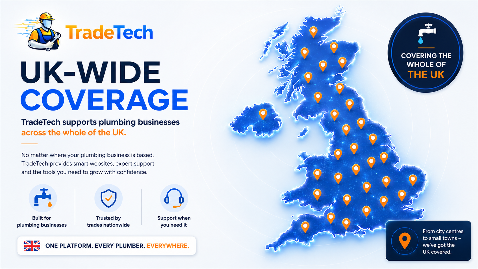 TradeTech UK-Wide Coverage - Supporting plumbing businesses across the whole of the UK
