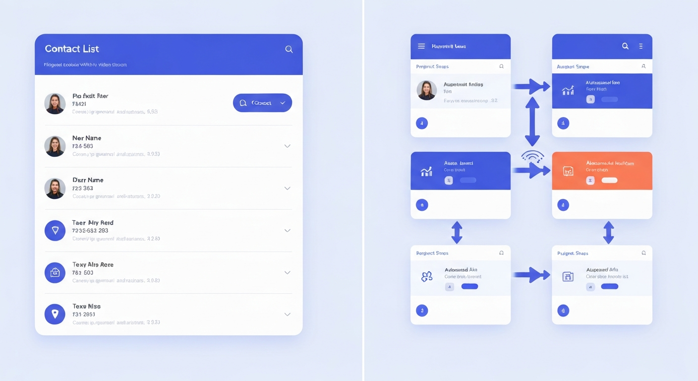 crm-vs-sales-system-comparison comparison between basic CRM contact list and full sales system pipeline