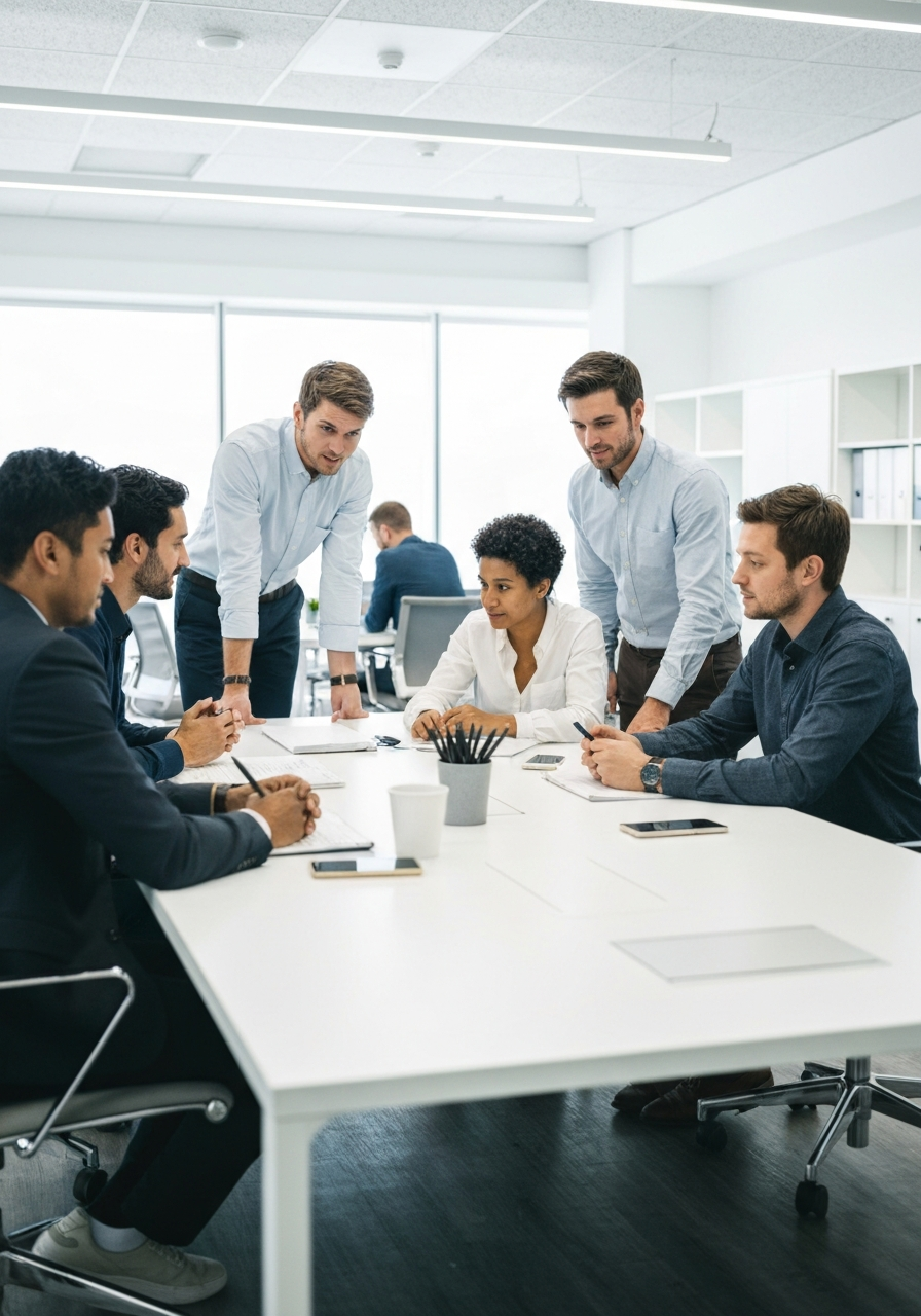 Creative agency team collaborating