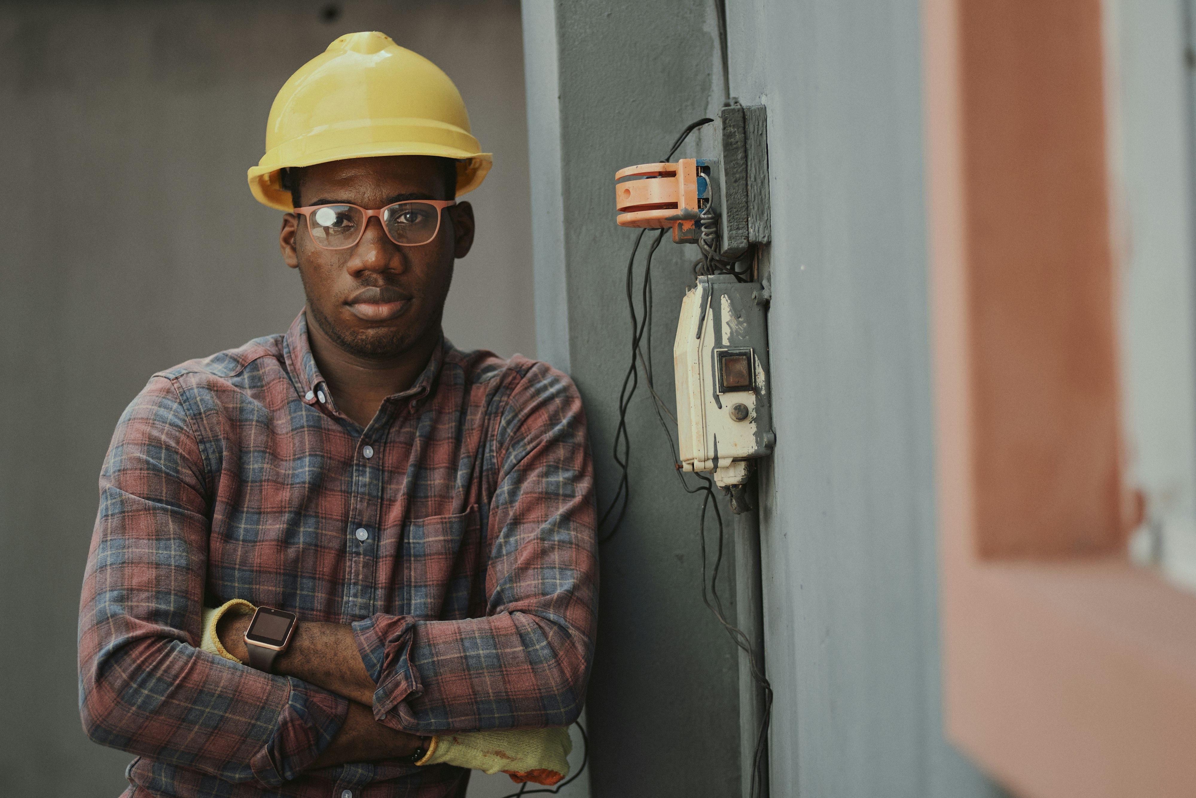 Electrician working on a panel