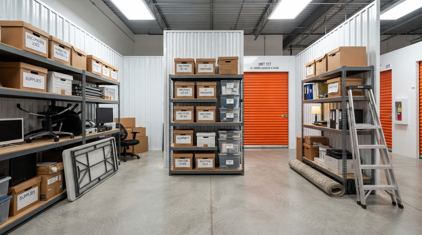 Indoor air-cooled business storage units at Sunbrook Secure Storage in St. George, Utah