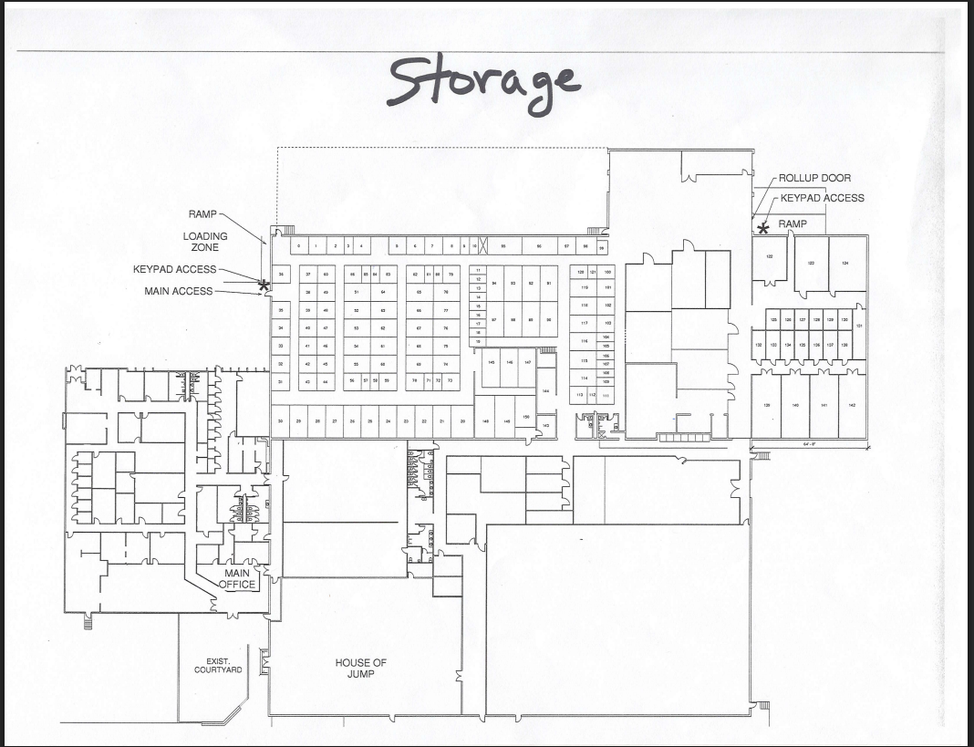 Indoor self storage facility site plan with unit locations in St. George, Utah
