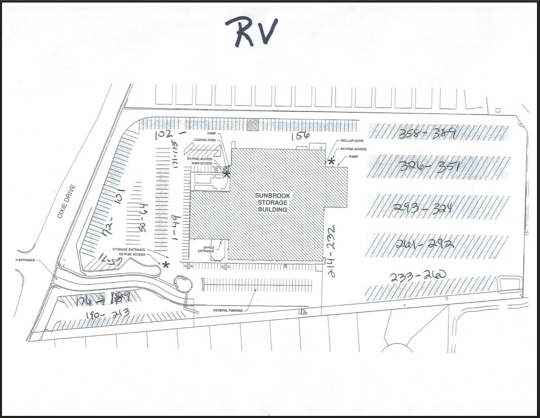 Outdoor RV and boat storage site plan in St. George, Utah
