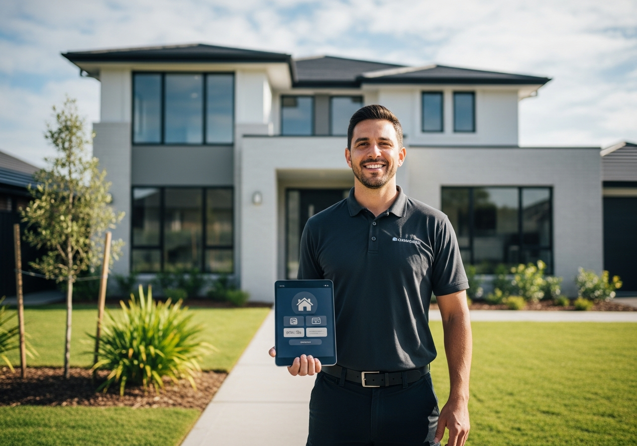 Professional service owner with tablet