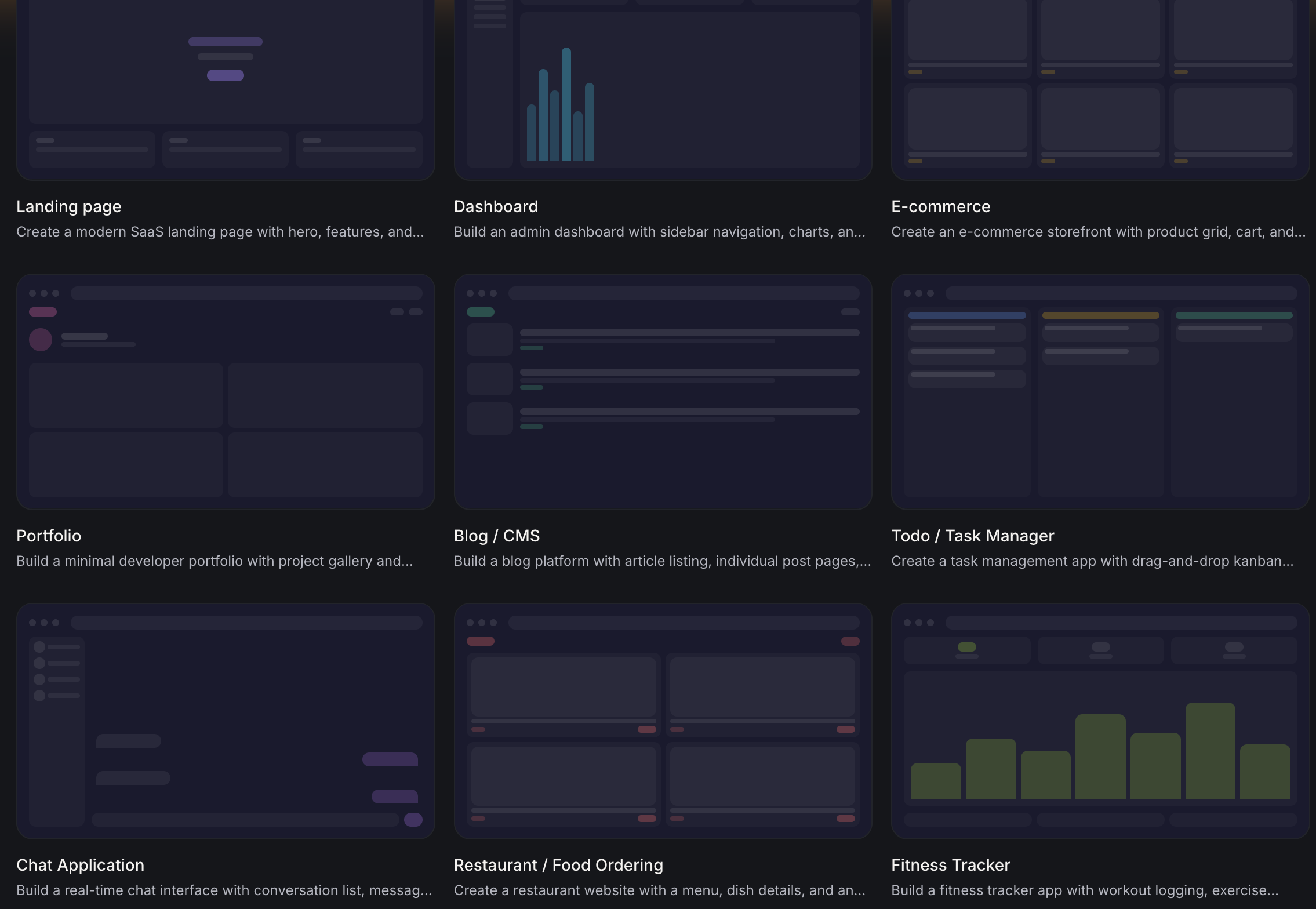 AI Website Templates Showcase