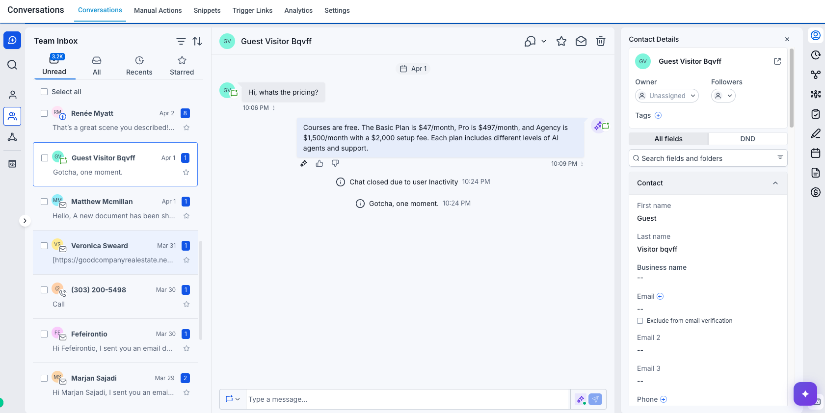 Manage all conversations in one place