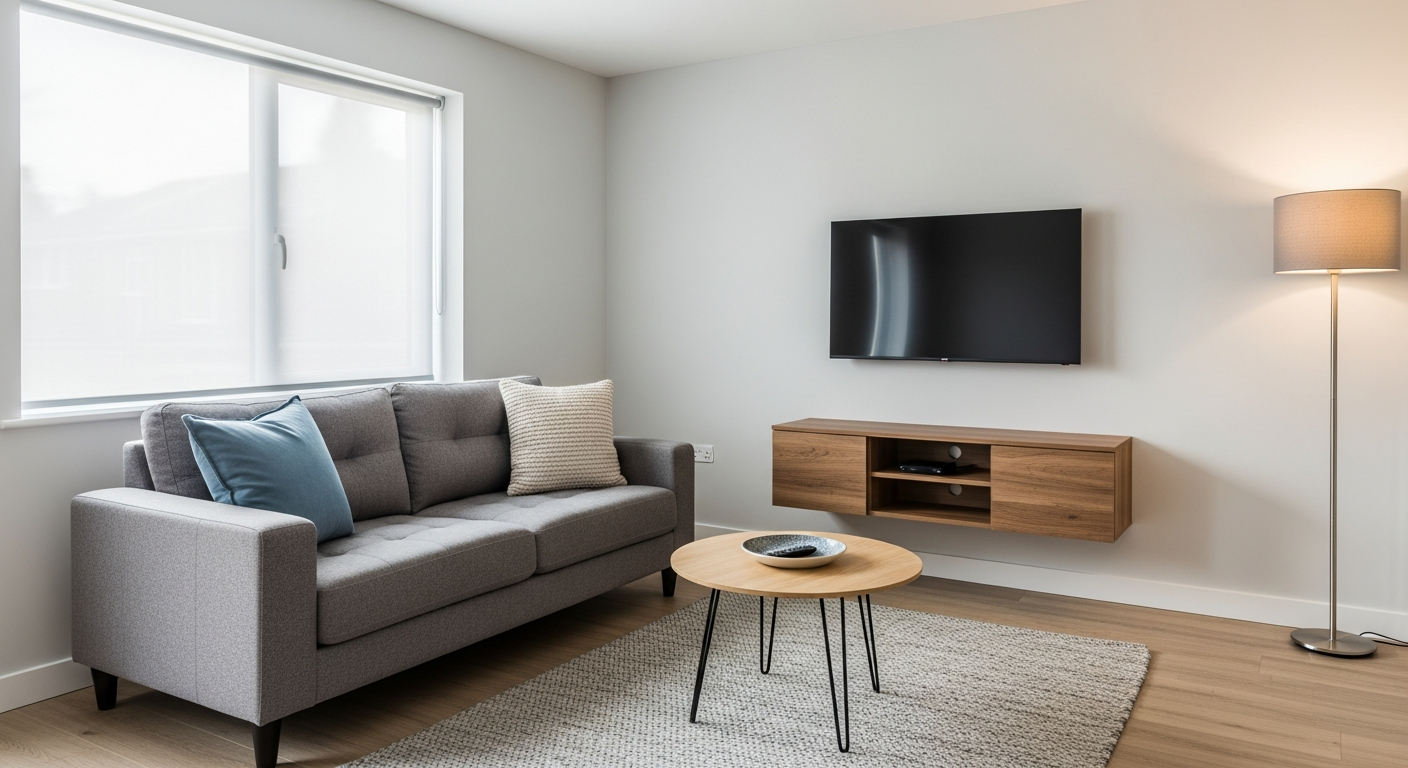Comfortable contractor accommodation living room