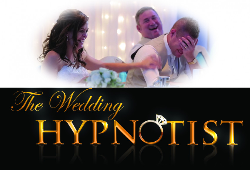 Bride and groom laughing during a Vancouver wedding hypnosis show entertainment