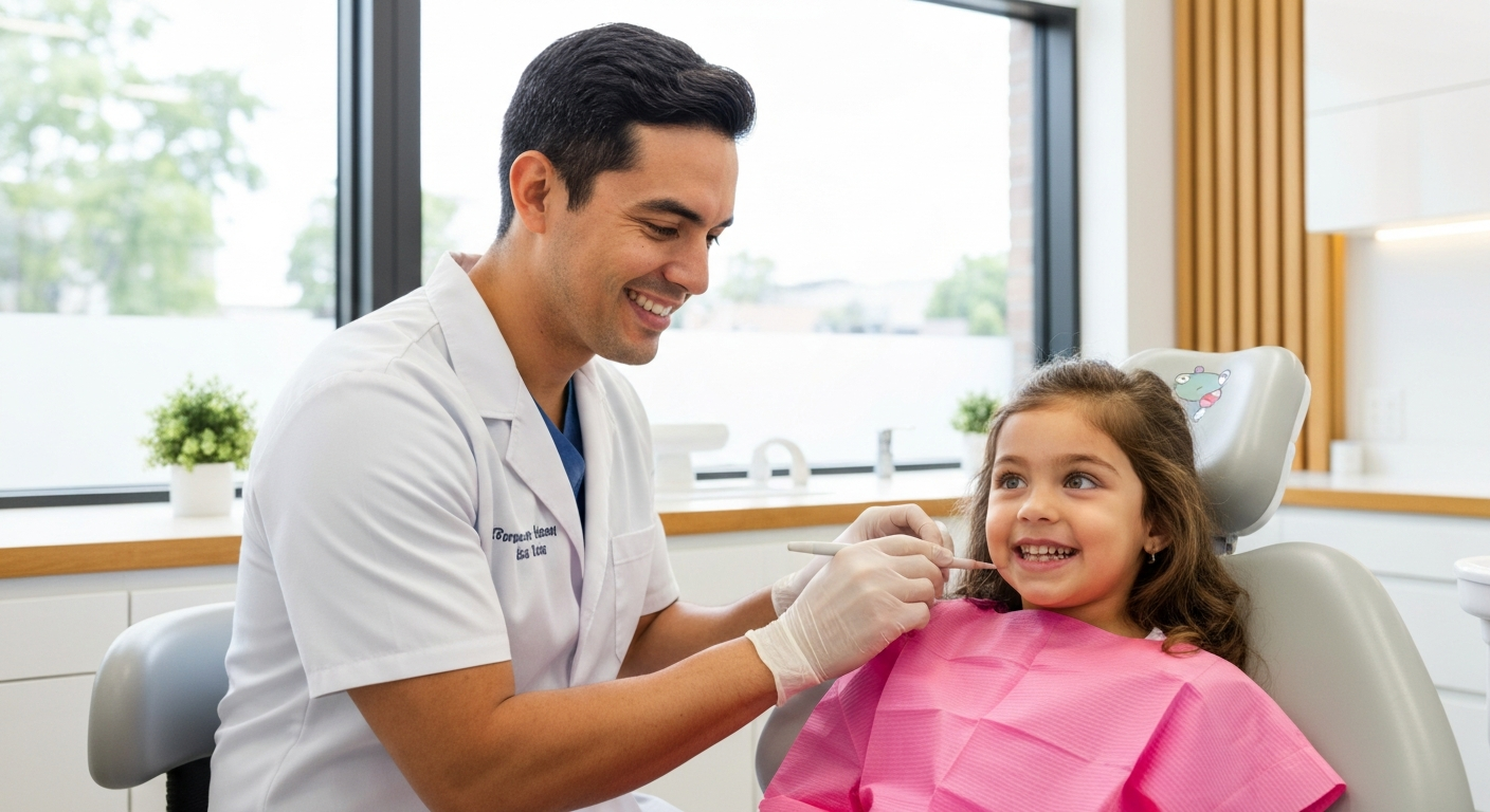 Dentist with a happy child