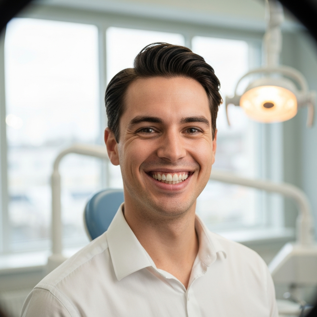 Confident patient smiling