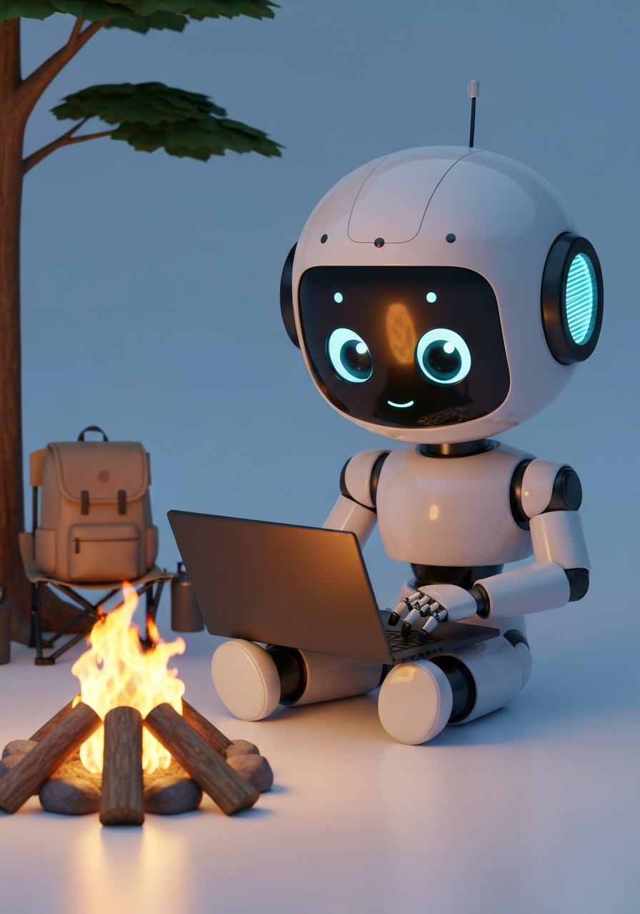 AI Bot on Laptop by Campfire