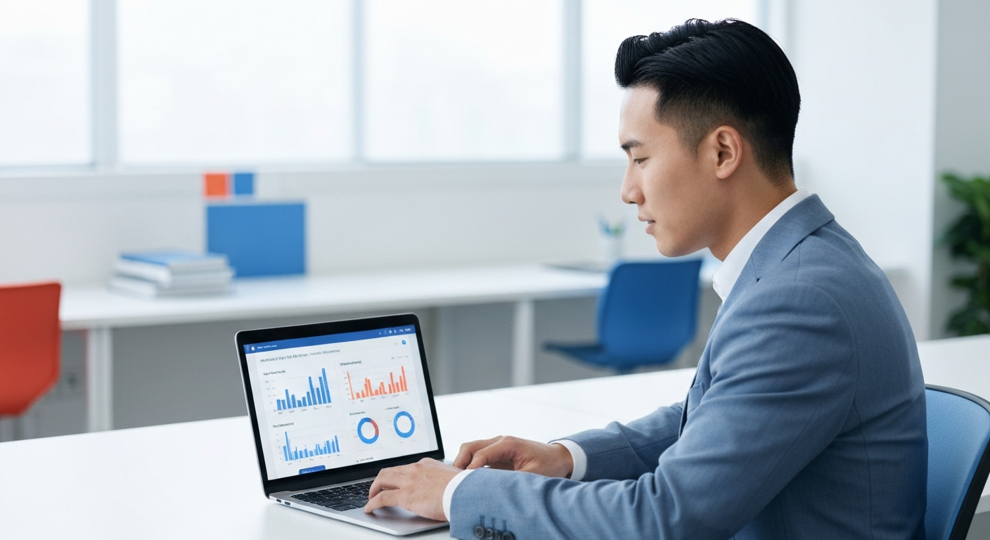 Student learning AI Marketing