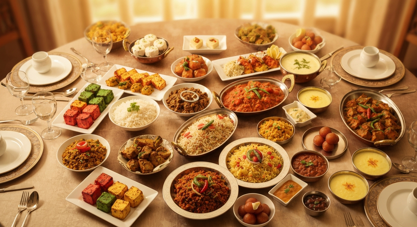 South-Asian banquet dishes available for cultural-event catering.