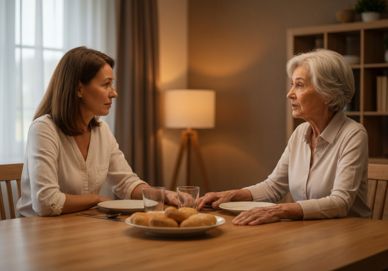Adult child helping senior parent plan a move