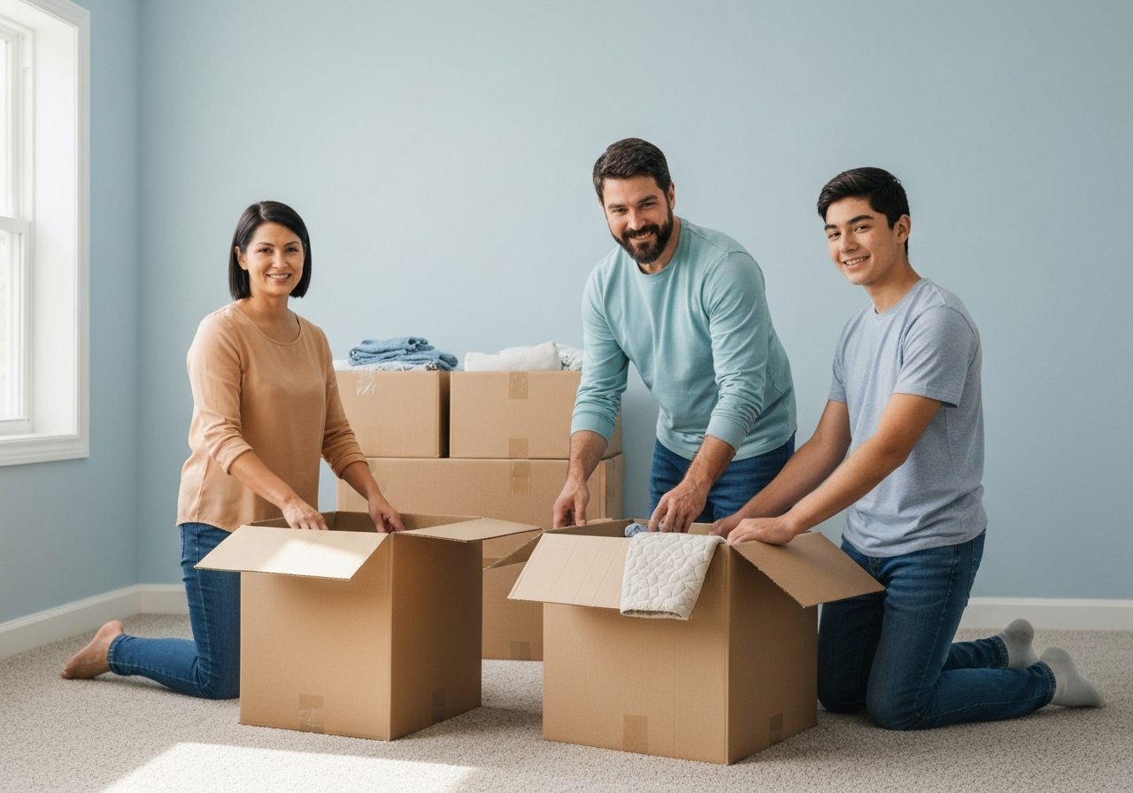Organized boxes for senior downsizing and home preparation