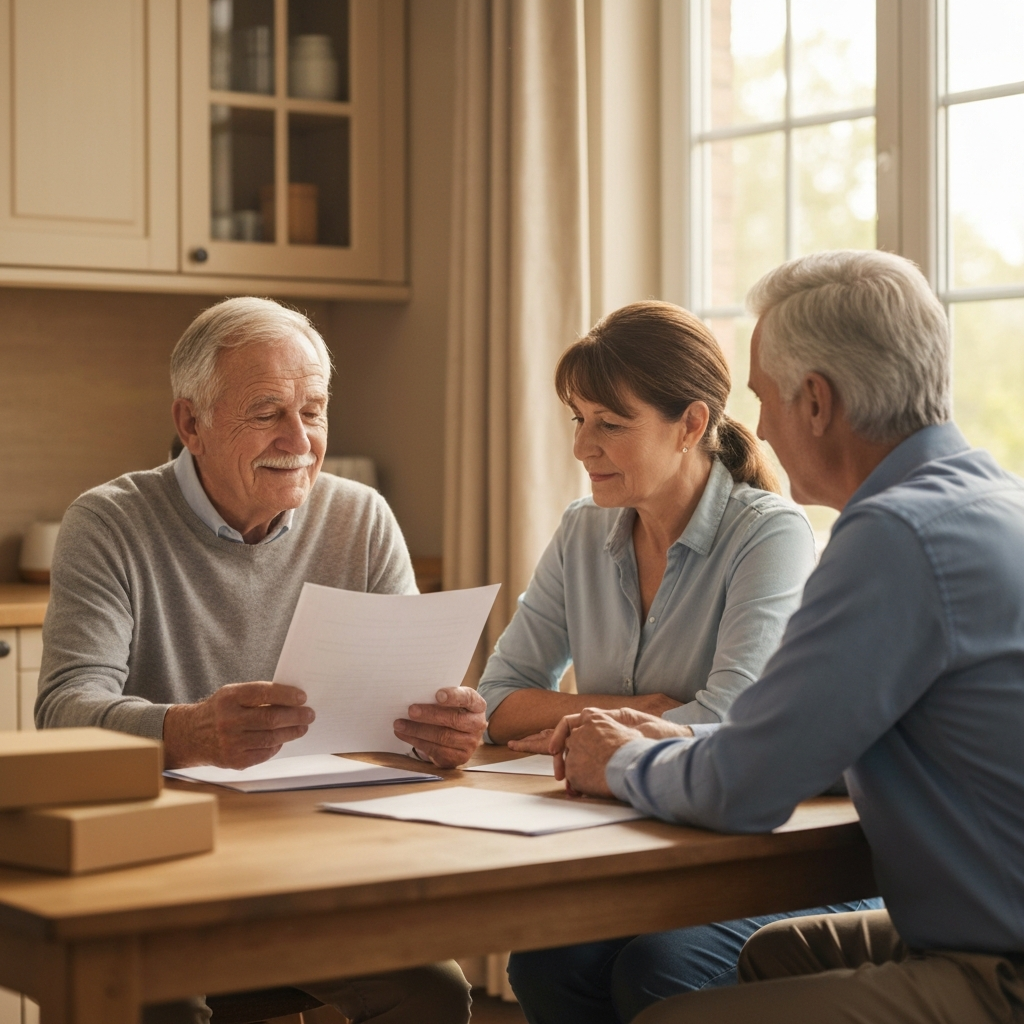 Family reviewing a senior transition plan