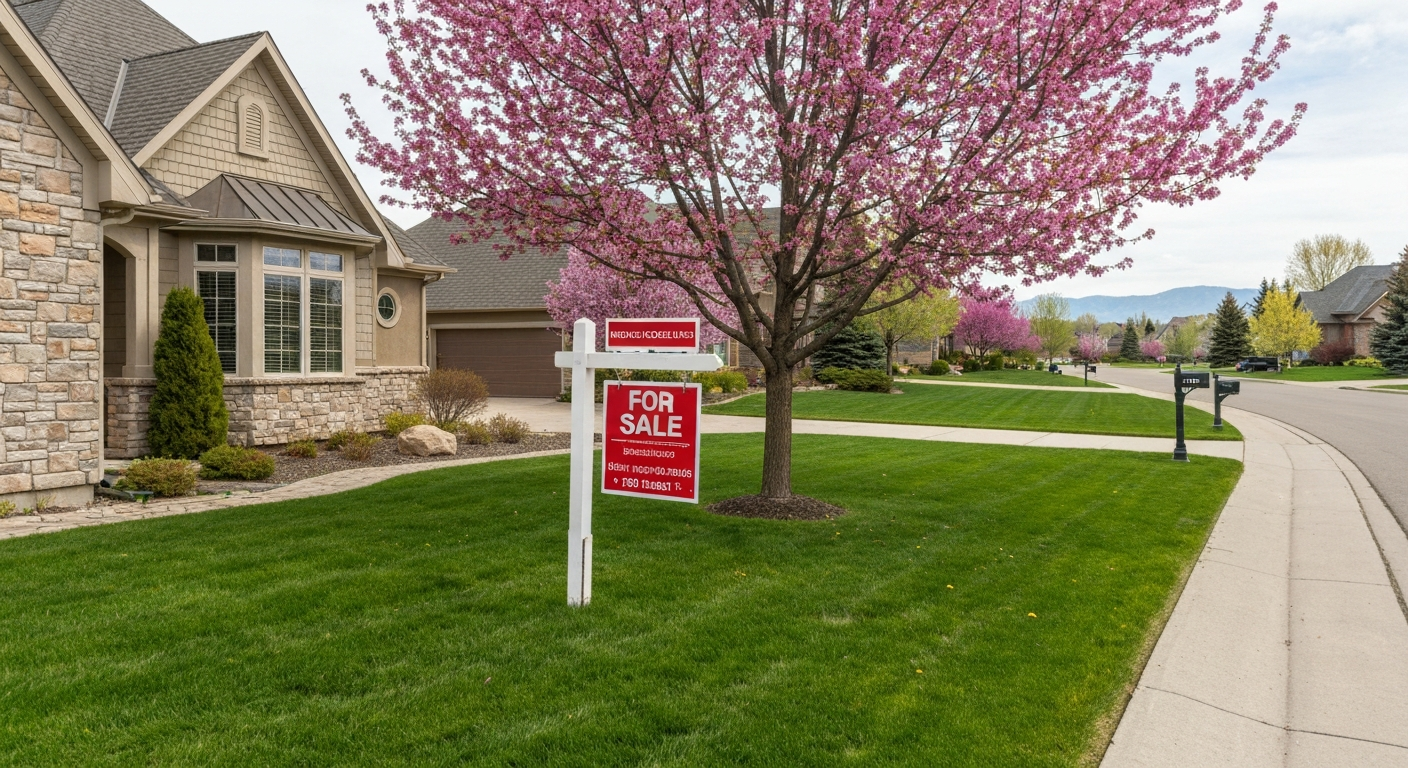 For Sale sign in a lush Salt Lake County neighborhood