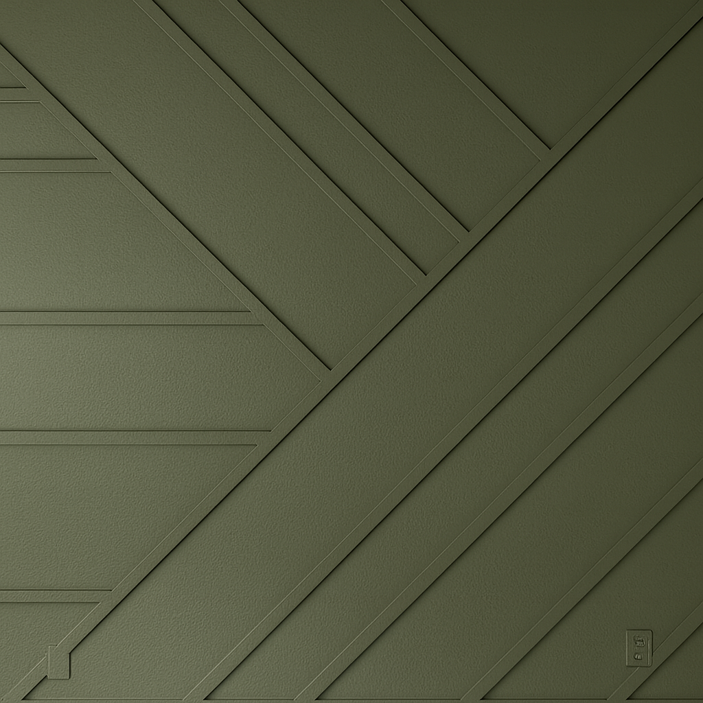 Finished custom accent wall painted in deep green