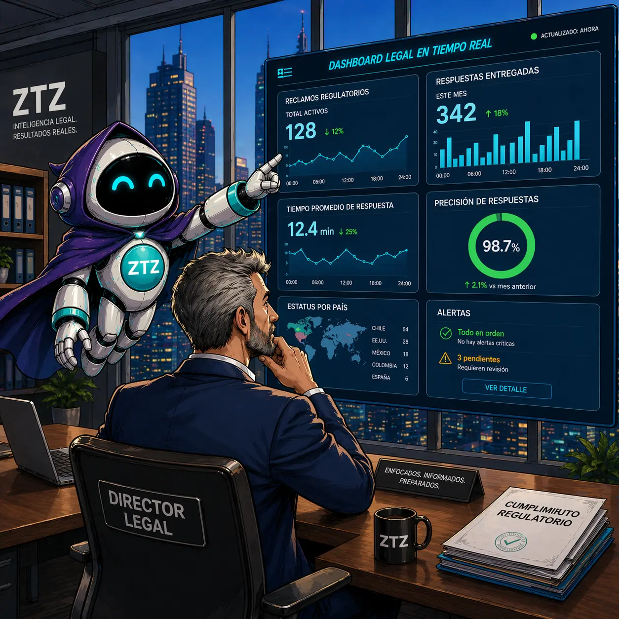 Visibilidad en tiempo real — Dashboard legal con métricas en tiempo real