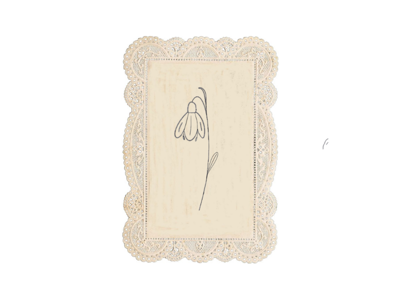 January Snow Drop Birth Flower fine line tattoo design by Clarissa Victoria Rosa